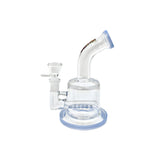 7" Rock Glass Waterpipe | Bent Neck | 14mm | Purple/Clear | Inline Perc