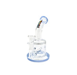 7" Rock Glass Waterpipe | Bent Neck | 14mm | Purple/Clear | Inline Perc