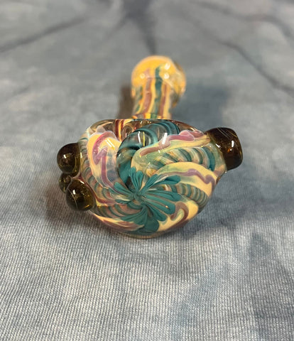 4" Inside/Out Fumed Glass Pipe-Multi-Colored-JP Glass