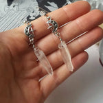 Clear Quartz Moon Earrings