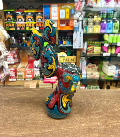 8" Multicolored bubbler by moon dog