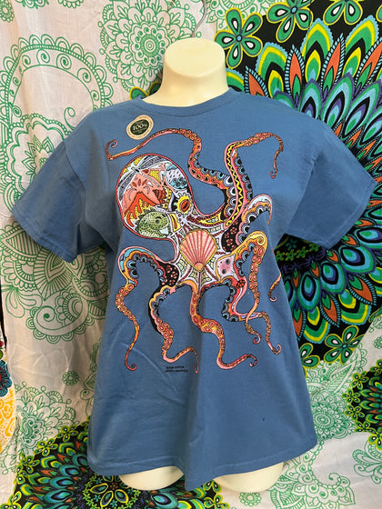 Youth Medium Colorful Octopus T-Shirt