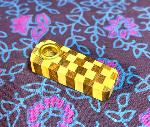 2" Checkered Wooden Handpipe