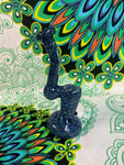 6" Rock Glass Blue Spin & Rake Bubbler