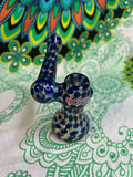 5" Rock Glass Blue Dotted Sidecar Bubbler