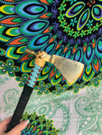 17" Tomahawk Peace pipe Leather Wrap and Peyote Stitch Bead Work