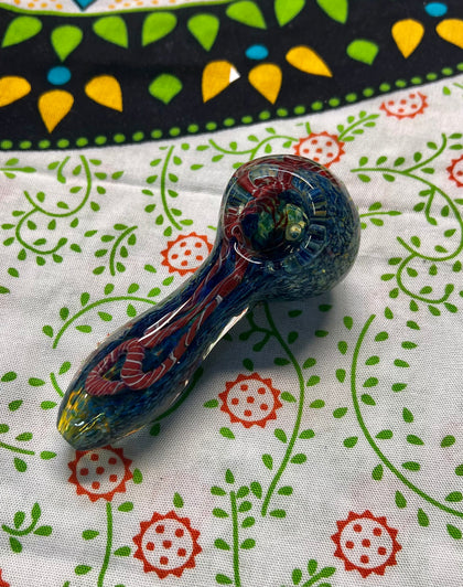 4" Frit Handpipe w/Canework Blue