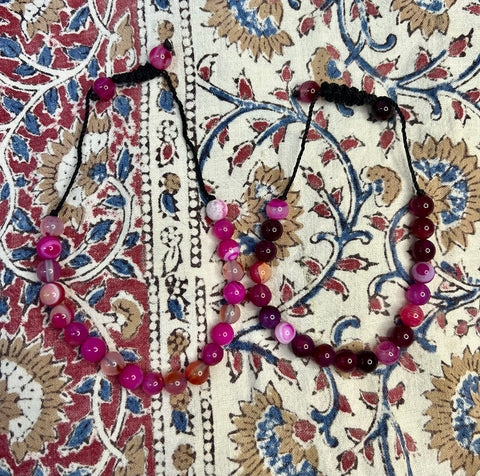 3"-6" Multi Pink Glass Bead Bracelet