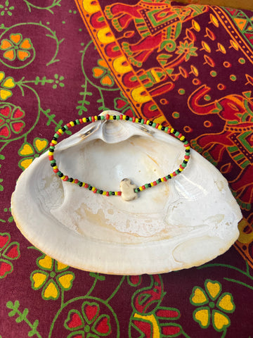 6" Rasta Seed beads w/Elephant Bracelet by Lori Williams