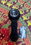 4" Black Silicone Bee Handpipe w/Metal tool and Screens