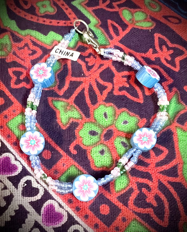 Pink/Blue Flower Bracelet