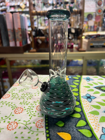 6" Mini Teal Swirl Beaker Waterpipe