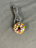 1" Chocolate/Sprinkles Donut Pendant on Cord-By KGB Glass