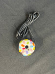 1" White/Sprinkles Donut Pendant on Cord-By KGB Glass
