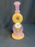6" White Donuts 10MM Double Donut-By KGB Glass