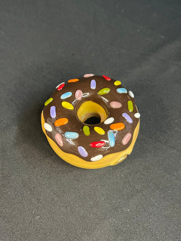 3x3 Large Chocolate/Sprinkles Donut Handpipe-By KGB Glass