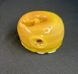 3x3 Large White/Yellow Donut Handpipe-By KGB Glass