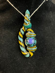4" Striped Pendant with Spinning Honeycomb Marble