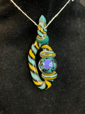 4" Striped Pendant with Spinning Honeycomb Marble