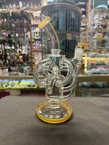 9.5" Clear Recycler w/Inline Perc Waterpipe