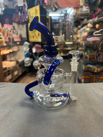 7.5" Clear/Blue Chunky Recycler Waterpipe