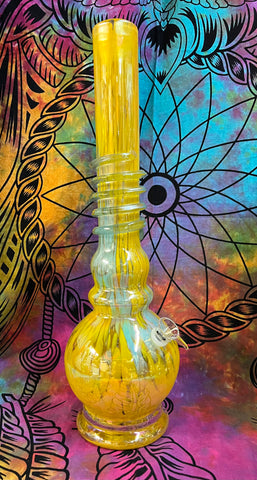 18" Sort glass large bulb w/small wave & small wrap waterpipe