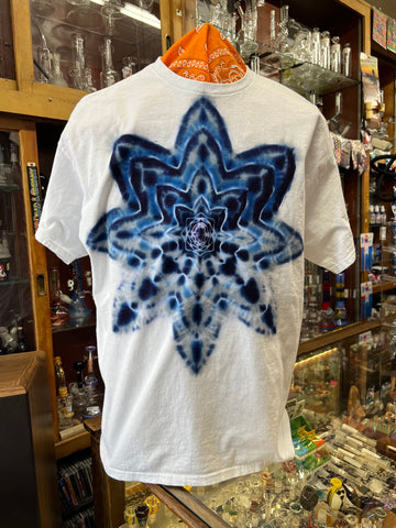 Don Martin Adult T-Shirt-2xl center mandala blues/gray on white