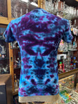 Don Martin Adult T-Shirt-small center mandala rainbow on blues/magenta crinkle