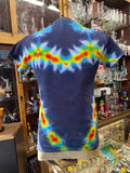 Don Martin Adult T-Shirt-small center mandala rainbow on dark blue