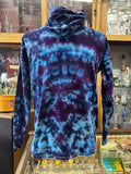 Don Martin Adult Hoodie large-center mandala rainbow on blues/magenta crinkle