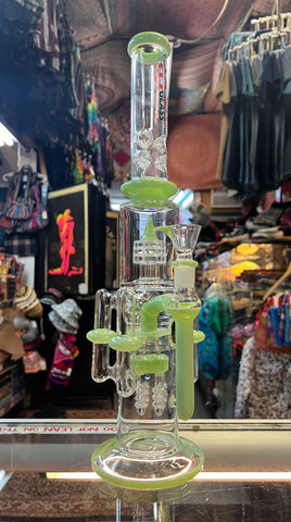 18" Rock Glass Dual Perc 4 Arms Waterpipe