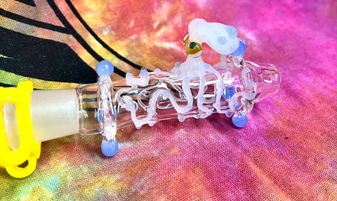 6.5" 14mm Glass Nectar Collector w/ White Octopus by Sara Mac
