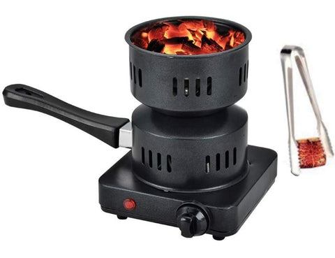 Hookah Mookah | Electric Coal Heater | Stainless Steel | Porcelain Coating | Fast Heating Technology | Free Charcoal Tongs