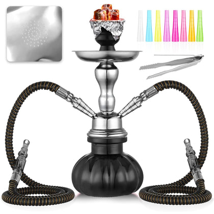 11" Black Pumpkin Dual Hose Hookah