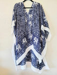 Woven Heart Kimo Elephant Print-Blue&White Print