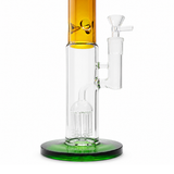 14" Straight Tube Waterpipe | Tree Perc | Ice Catch | Green/Yellow/Clear