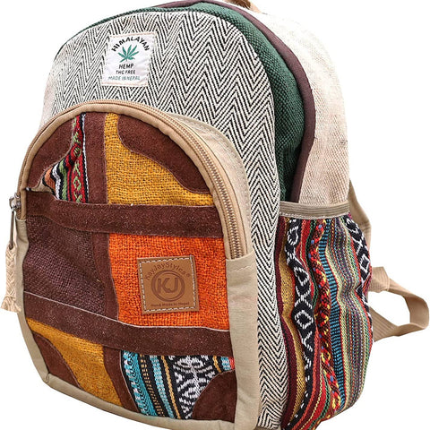 Handmade Lightweight Natural Hemp Himalayan Nepal Daypack-Multi-Patch