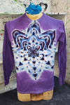 Don Martin Adult T-Shirt-Blue,Purple, & White Mandala -Purple Background- Size SMALL-Long Sleeve