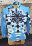 Don Martin Adult T-Shirt-Blue & White Mandala-on Baby Blue- Size SMALL-Long Sleeve