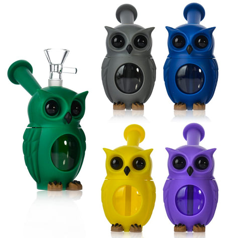 Silicone Horned Owl Water Pipe