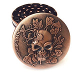 63mm KW Collection Grinder Copper 2.5"×1.75", 4 Piece Skull Head Design on top