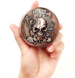 63mm KW Collection Grinder Copper 2.5"×1.75", 4 Piece Skull Head Design on top