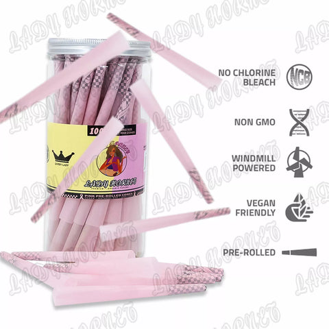 Lady Hornet | 102 Pink king size cones | Comes in branded canister