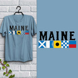 Maine Nautical Flags T-Shirt Adult Maritime Unisex S-2X