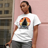 Maine Tree Star Circle Burst Adult T-Shirt Unisex S-2X
