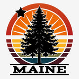 Maine Tree Star Circle Burst Adult T-Shirt Unisex S-2X
