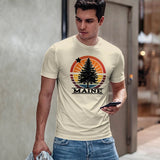 Maine Tree Star Circle Burst Adult T-Shirt Unisex S-2X