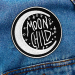 Moon Child Iron On Patch / Crescent Moon Iron-On Embroidered