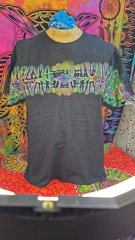Tie Dyed Twice T-Shirt-Multicolored Center Splash 2 -Black Background- Size EXTRA Large