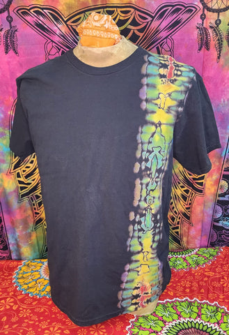 Tie Dyed Twice T-Shirt-Multicolored Side-Black Background- Size Large